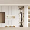 Modern White Shoe Cabinet With Open Storage Shelves And Built In Shoe Bench