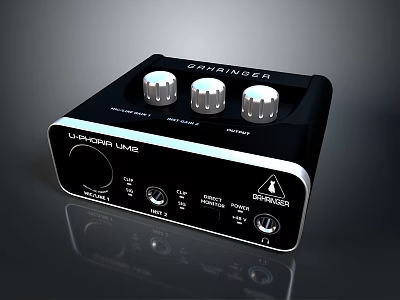 BEHRINGER UMC22 Black USB Audio Interface With Control Knobs For Music Recording 3d model