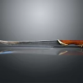 Traditional Sharp Knife With Silver Blade And Brown Wooden Handle Golden Accents