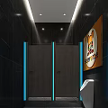 Modern Public Toilet Interior With Gold Circular Mirrors White Washbasins And Ambient Lighting Design