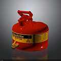 Red Justrite Safety Can Fire Extinguisher with Yellow Label Red Handle and Brass Valve