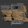 Industrial Mechanical Equipment Rusted Metal Structure Platform Frame And Wheels