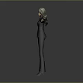 Child Dressed in Black Suit Standing with Arms Outstretched Against Gray Background
