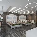Modern Waiting Area Interior With Beige Seats Green Plants And Marble Floor