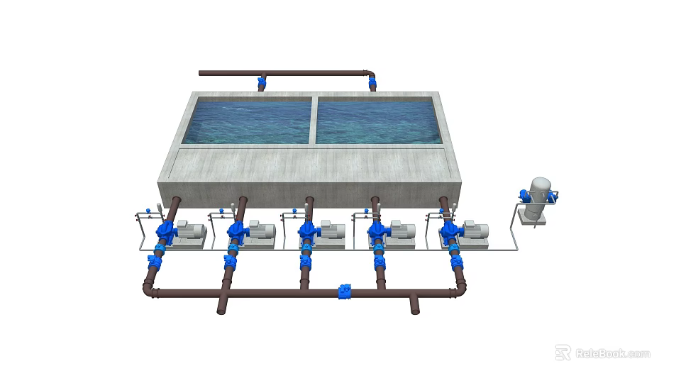 Industrial Equipment with Dual Treatment Tanks Piping and Valves Control Units for Industrial Processing 3d model 