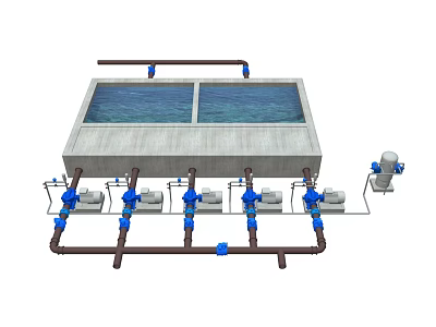 Industrial Equipment with Dual Treatment Tanks Piping and Valves Control Units for Industrial Processing 3d model