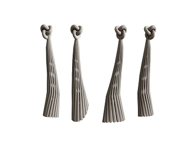 Four Grey Decorative Tassel Ornaments With Knotted Top For Home Living Decor 3d model