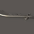 Silver Gray Scimitar Weapon With Carved Blade And Metal Hilt Design