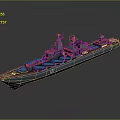 Detailed Gray Military Warship Model With Deck Equipment And Naval Structure