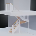 Modern Spiral Staircase With White Railings And Wooden Steps In Interior Design