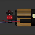 Black Electric Motor With Red Button Brown Cooling Fins And Colored Wires