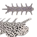 Leopard Shaped Rugs With Black White Purple Spotted Pattern Design 3d model