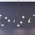 Unique Shaped Pendant Lights With Metal Branches And Glass Balls