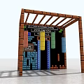 Game Themed Play Space With Brick Blocks Question Mark Boxes And Gold Coins 3d model
