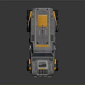 Gray and Orange Six Wheeled Off Road Vehicle with Futuristic Design and Roof Mounted Equipment