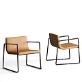Modern Brown Accent Chair With Leather Upholstery Black Metal Frame And Minimalist Design