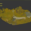 Detailed Ancient Castle Model Showcase With Green Lawns Trees And Courtyard Gardens