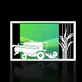 Agricultural Icon Designs With Tractor Farmland And Green White Elements 3d model