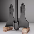 Sturdy Metal Anchor Model With Wooden Base For Home Decorative Use