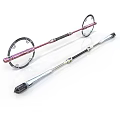 Modern Red Silver Weapons Featuring Long Handles And Circular Decorative Elements