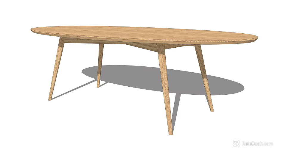 Modern Minimalist Wooden Dining Table With Oval Top Slim Legs And Elegant Design 3d model 