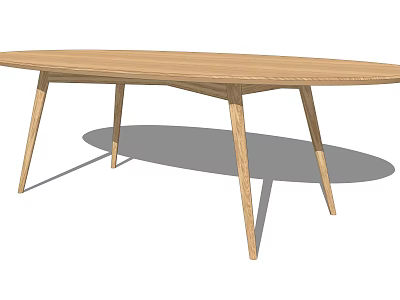 Modern Minimalist Wooden Dining Table With Oval Top Slim Legs And Elegant Design 3d model