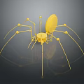 Yellow Mechanical Spider Like Structure With Long Legs And Circular Component