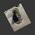 Rocky Terrain Model With Steep Cliff Formations And Green Vegetation Coverage 3d model