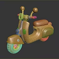 Shiny Golden Motorcycle Model With Rearview Mirrors Seat And Wheels