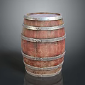 Vintage Wooden Barrel With Metal Hoops And Textured Surface On Reflective Base