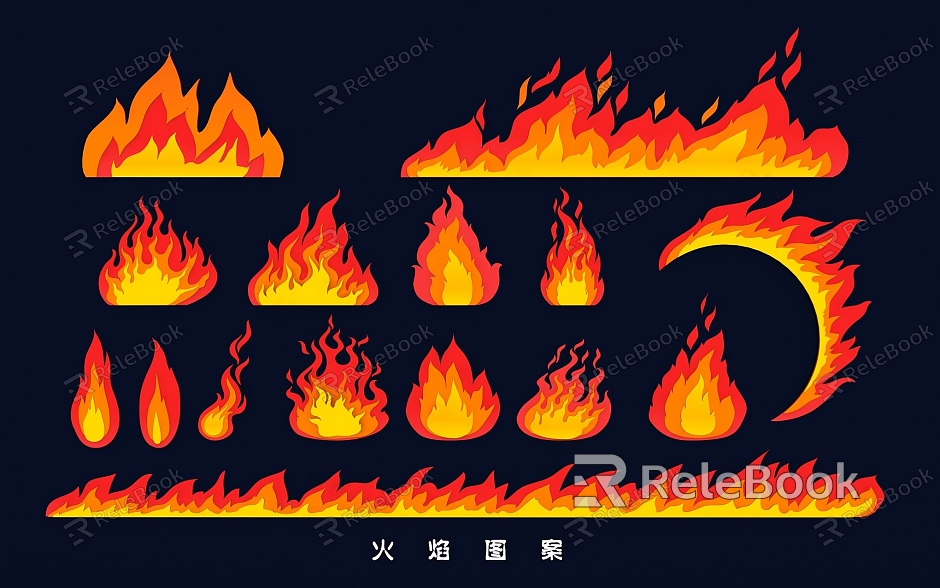 Flame flame pattern flame border cartoon flame decoration illustration model