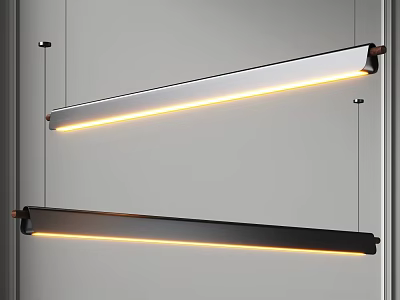 Modern Long Linear Pendant Lights With LED Illuminated Strip And Sleek Metal Frame 3d model