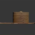 Traditional Natural Bamboo Steamer Kitchenware Placed On Wooden Tabletop For Home Cooking