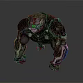 Fantasy Armored Muscular Creature Character With Rock like Skin And Crouching Posture