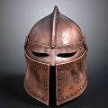 Ancient Medieval Copper Helmet With Spiked Top And Riveted Details