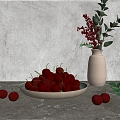 Modern Cherry Cherry Fruit Plate Cherry Fruit Plate Vase Decorative Ornaments Combination 3d model