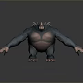 Blue Horned Monster Character With Bulky Body Sharp Claws And Prominent Belly In Game Movie
