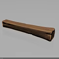 Wood Stone Long Rectangular Carved Decorative Piece With Natural Grain On Reflective Surface 3d model