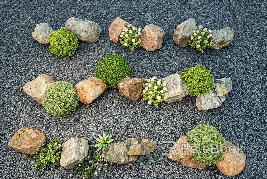 Modern stone plant cover shrub landscape stone model