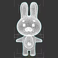 Cute White Cartoon Rabbit With Pink Ears Cheeks Belly And Feet