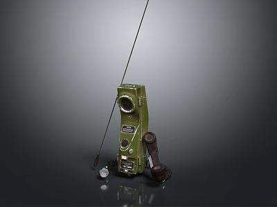 Vintage Green Military Weapon With Antenna Handle Control Panel And Knobs 3d model