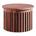 Modern Round Wooden Dining Table With Fluted Base And Multiple Color Options 3d model