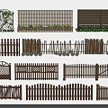 Various Wooden Fence Styles With Decorative Elements Grid Patterns And Green Plant Accents