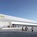 Modern Industrial Mail Center Warehouse With Logistics Loading Area And Personnel Activity