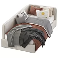 Cozy Gray Sofa Bed Design With Mixed Pillows And Soft Blankets 3d model