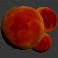 Three Shiny Red Vegetable Mushrooms With White Spots And Dark Background Reflection