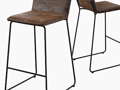 Modern Leather Bar Stools With Metal Frame And Padded Seat Design 3d model