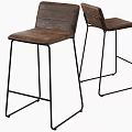 Modern Leather Bar Stools With Metal Frame And Padded Seat Design