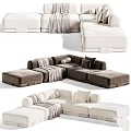 Modular Sectional Sofa Designs In Green And Cream With Throw Pillows And Blanket