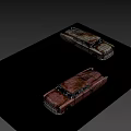 Rusty Vintage Old Car With Weathered Body Broken Windows And Retro Design